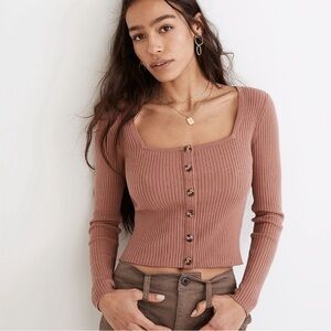 Madewell Square Neck Button Front Sweater